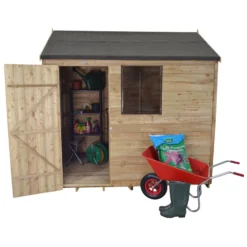 8x6ft Forest Natural Timber Overlap Reverse Apex Wooden Shed -Garantia Sales Store 12810909 1954833192793140