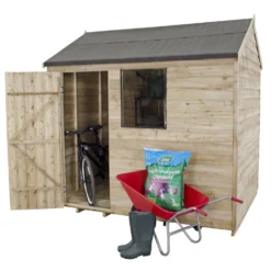 8x6ft Forest Natural Timber Overlap Reverse Apex Wooden Shed -Garantia Sales Store 12810909 1954833192976752