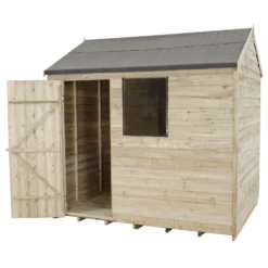 8x6ft Forest Natural Timber Overlap Reverse Apex Wooden Shed -Garantia Sales Store 12810909 8134833192740055