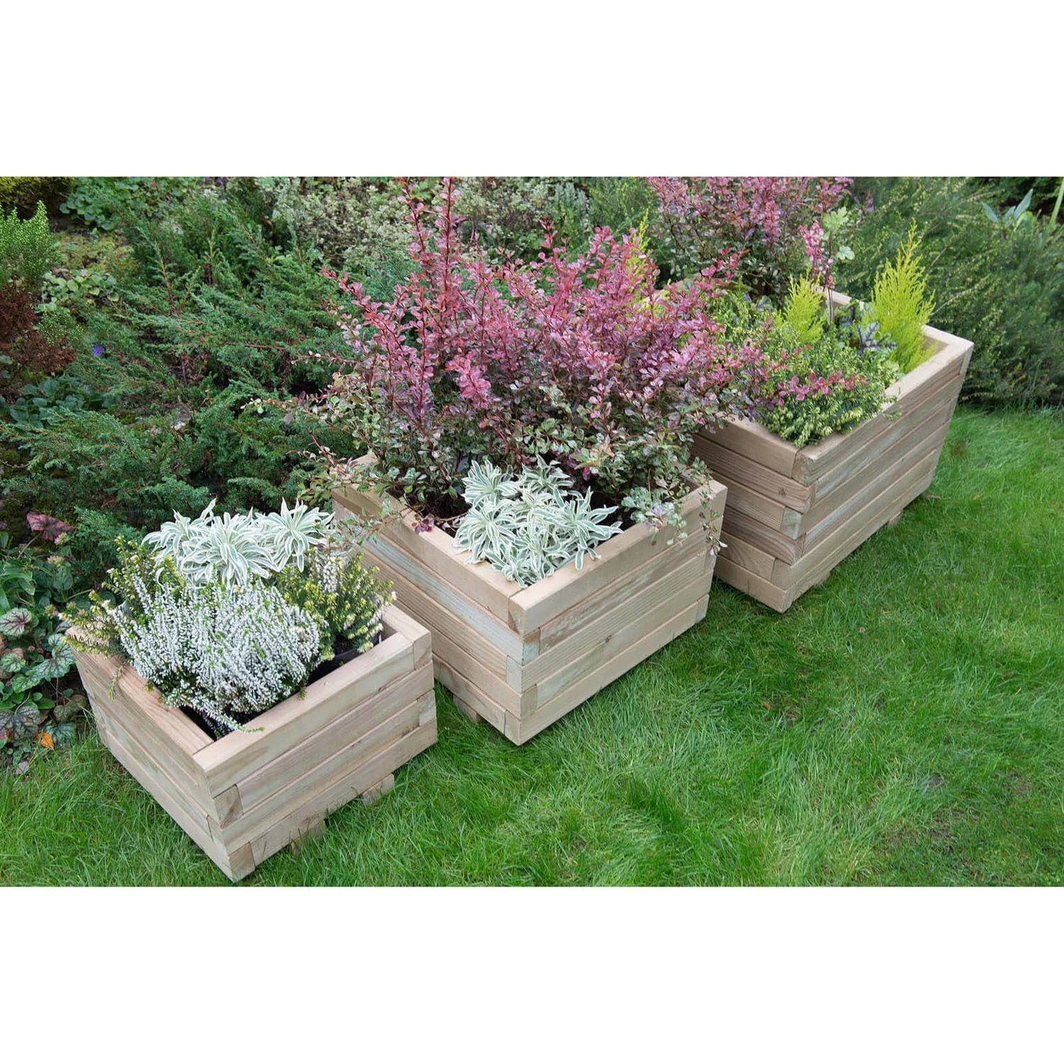 Forest Garden Wooden Kendal Square Planter (Set Of 3) 2 Forest Garden Wooden Kendal Square Planter (Set Of 3) - Image 2