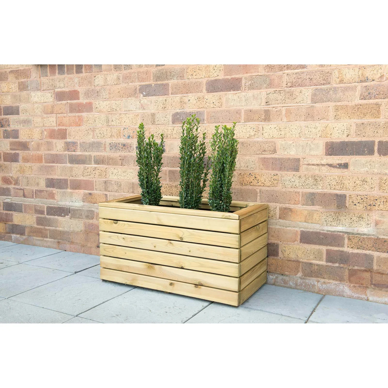 Forest Garden Wooden Linear Double Planter 2 Forest Garden Wooden Linear Double Planter - Image 2
