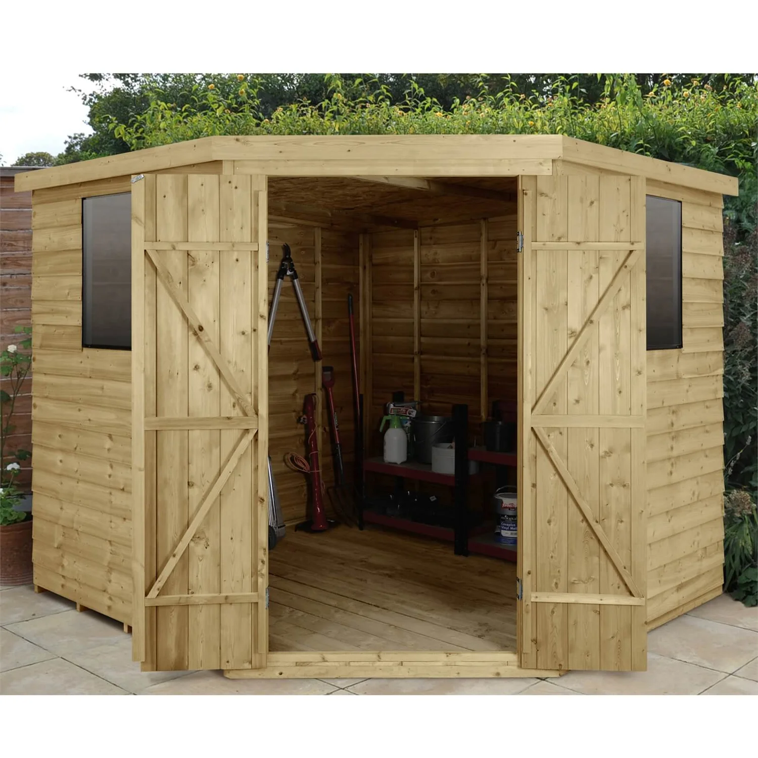 8x8ft Forest Overlap Pressure Treated Corner Shed -incl. Installation 3 8x8ft Forest Overlap Pressure Treated Corner Shed -incl. Installation - Image 3