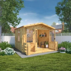 Mercia (Installation Included) 3.3x3.7m Sherwood 19mm Log Cabin With Veranda -Garantia Sales Store 12825711 1434833221003115