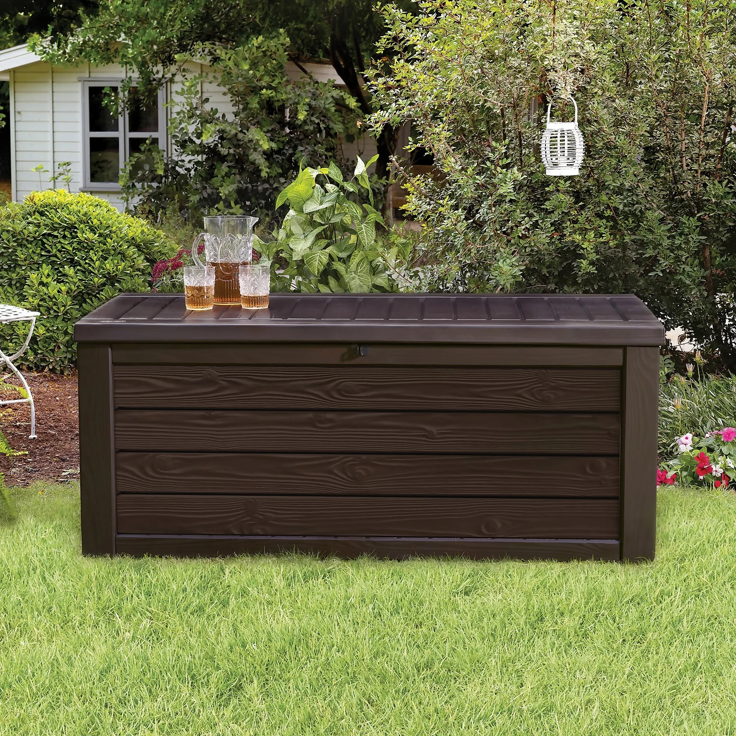 Keter Westwood Outdoor Garden Storage Box 570L - Brown 5 Keter Westwood Outdoor Garden Storage Box 570L - Brown - Image 5