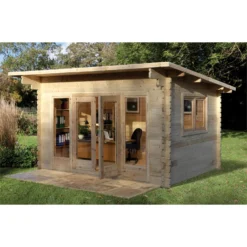 Melbury 4.0m X 3.0m Log Cabin Single Glazed 24kg Polyester Felt, No Underlay -Garantia Sales Store 12832771 8464833196545819