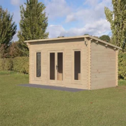 Forest Elmley 5.0m X 3.0m Log Cabin Double Glazed 24kg Polyester Felt, Plus Underlay