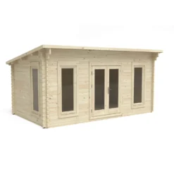 Forest Elmley 5.0m X 3.0m Log Cabin Double Glazed 24kg Polyester Felt, No Underlay - Installation Included