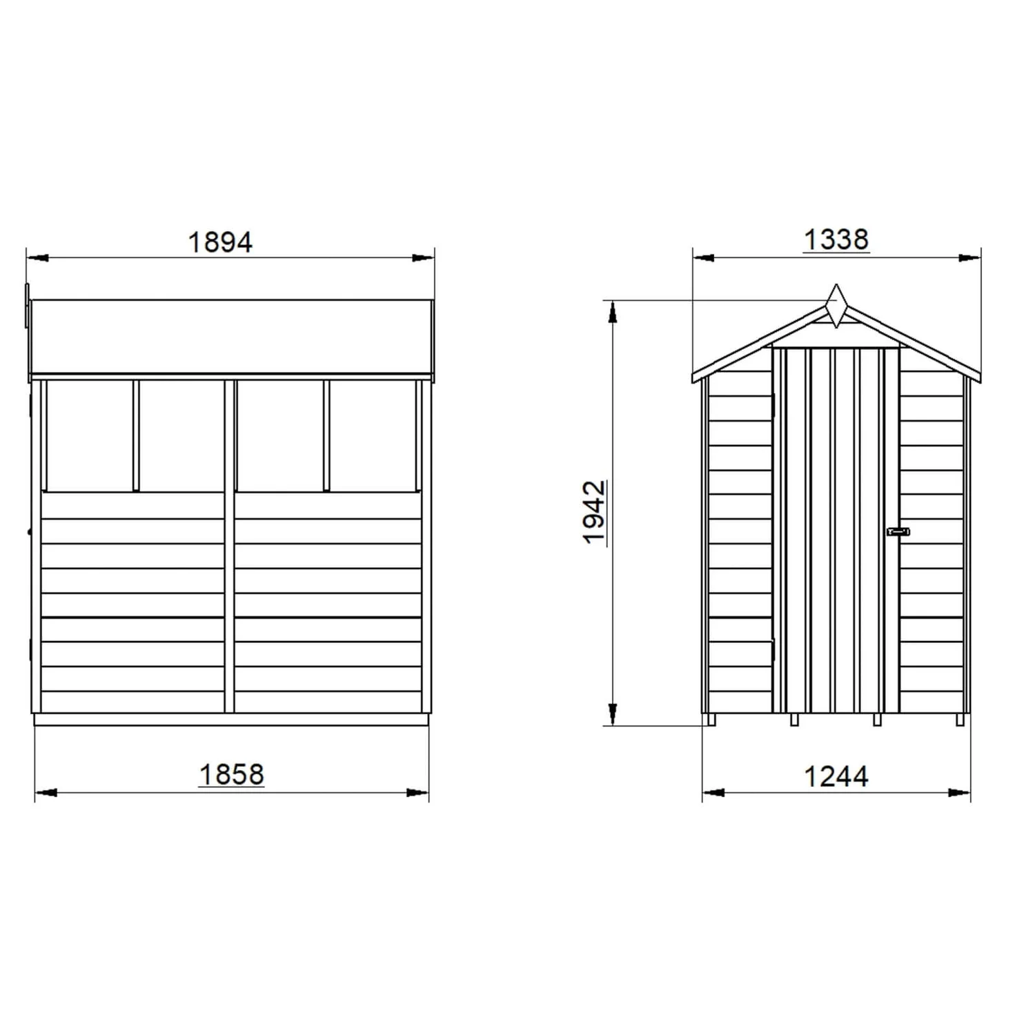 Forest 6 X 4ft Overlap Pressure Treated Apex Shed- 4 Window 9 Forest 6 X 4ft Overlap Pressure Treated Apex Shed- 4 Window - Image 9