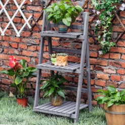 3 Tier Wooden Plant Stand - Grey -Garantia Sales Store 12885227 1165013038321589