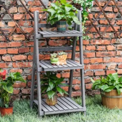 3 Tier Wooden Plant Stand - Grey -Garantia Sales Store 12885227 6095013038366307