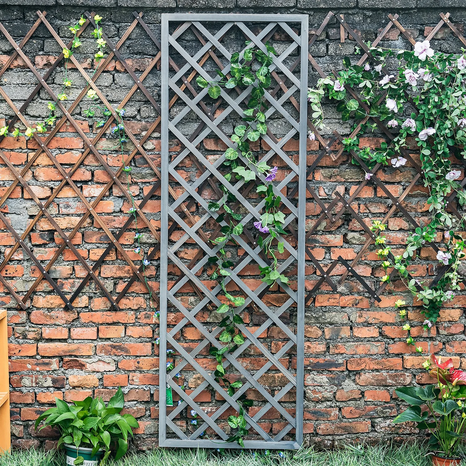 1.8m X 60cm Wooden Trellis Panel - Grey 3 1.8m X 60cm Wooden Trellis Panel - Grey - Image 3