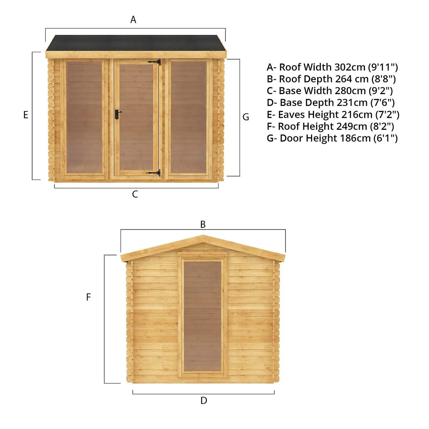 Mercia 3 X 2.5m 19mm Log Cabin (Installed) 9 Mercia 3 X 2.5m 19mm Log Cabin (Installed) - Image 9