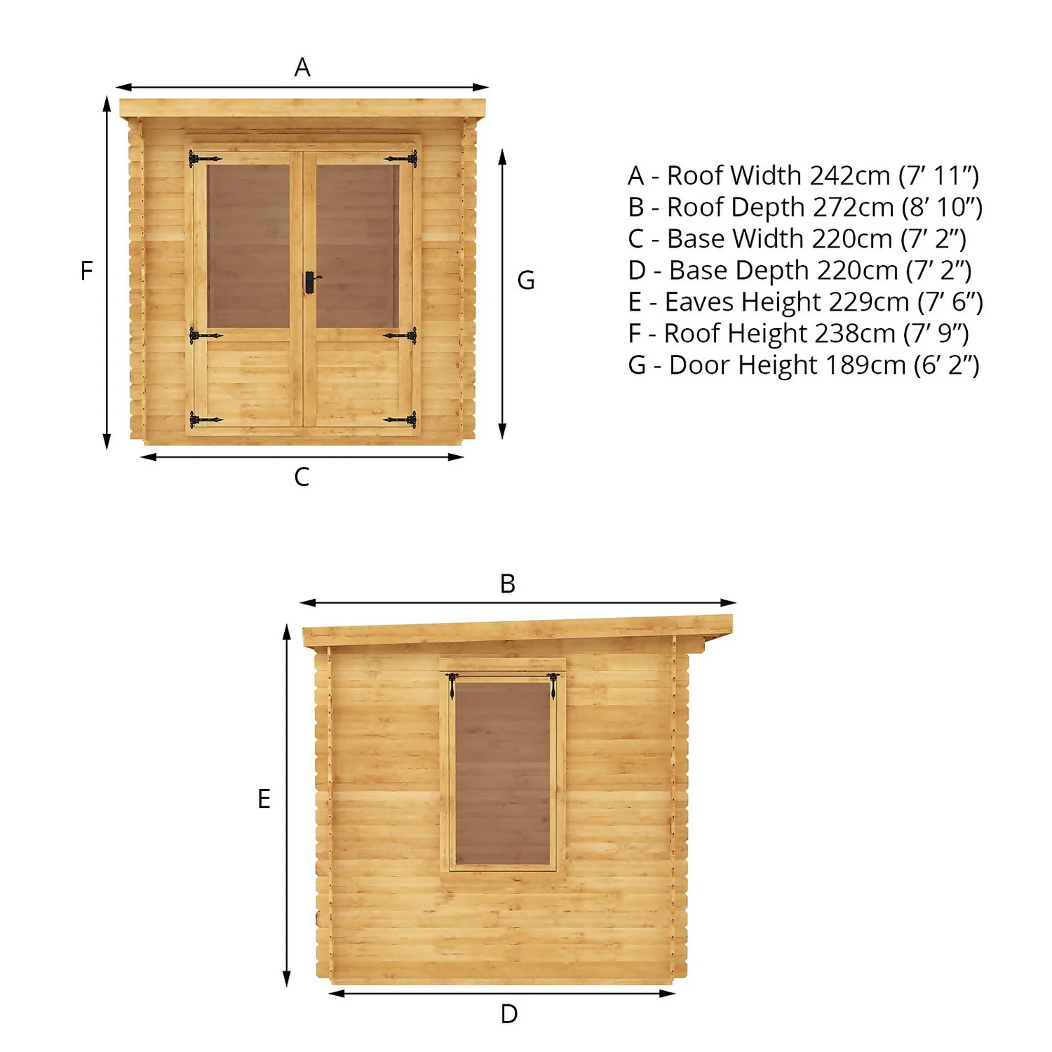 Mercia 2.4 X 2.4m 19mm Log Cabin 9 Mercia 2.4 X 2.4m 19mm Log Cabin - Image 9