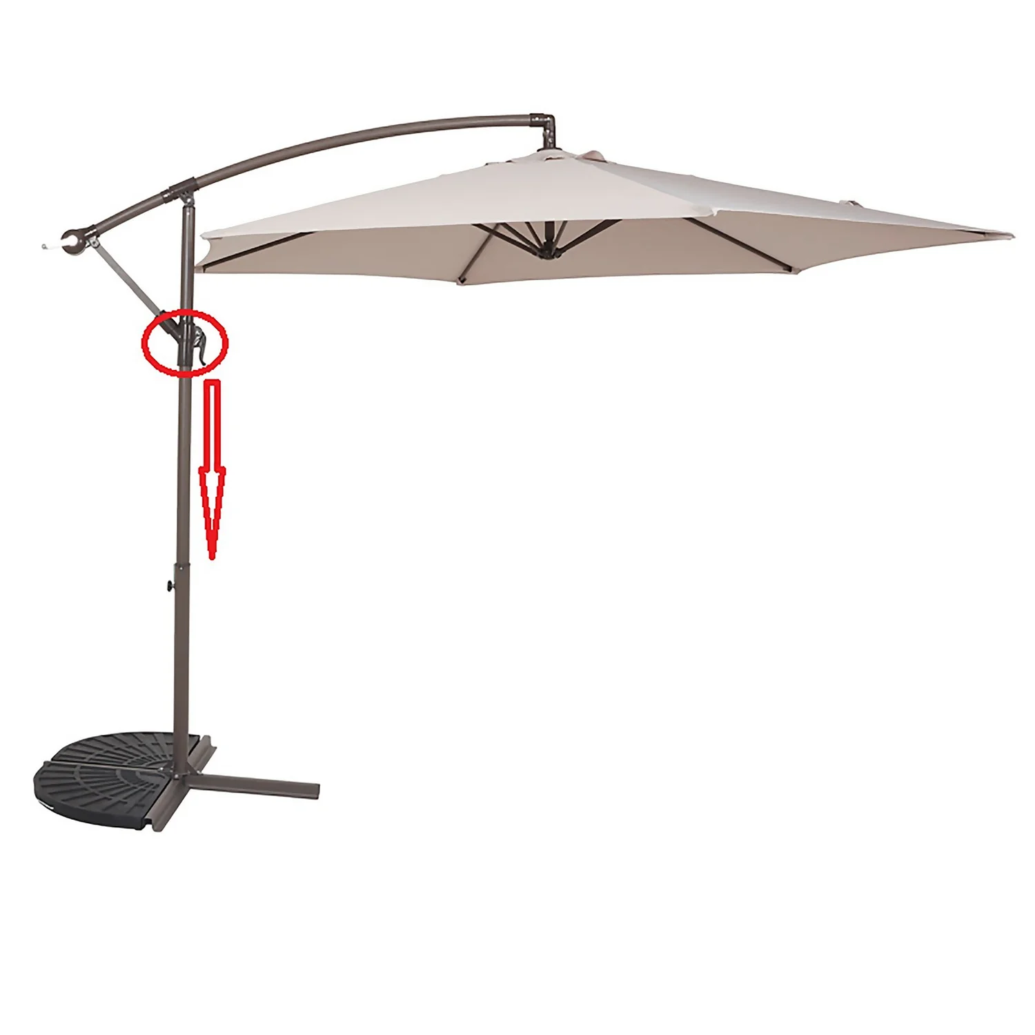 None 3m Overhanging Parasol - Light Grey 5 None 3m Overhanging Parasol - Light Grey - Image 5