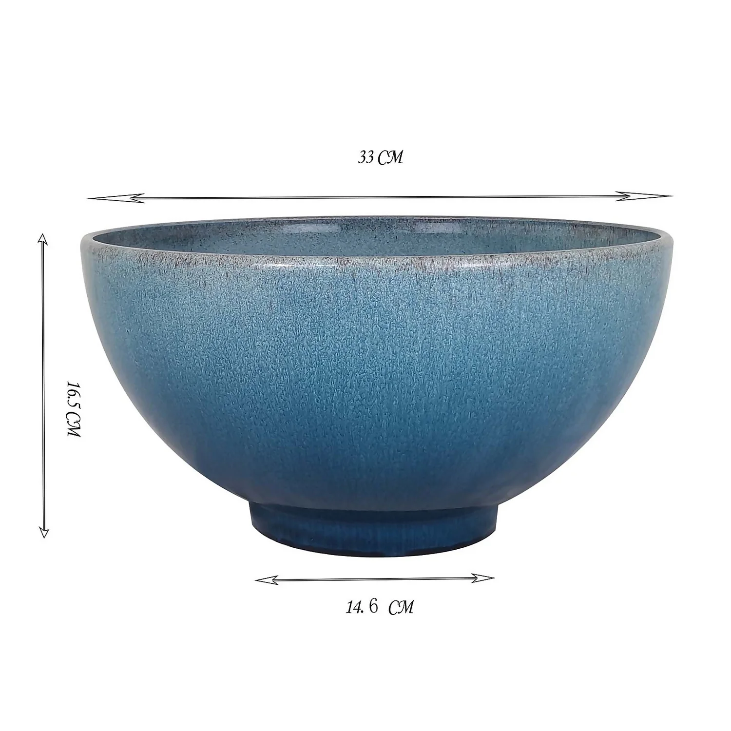 Glazed Finish Blue Bowl Planter - 32.5cm 2 Glazed Finish Blue Bowl Planter - 32.5cm - Image 2