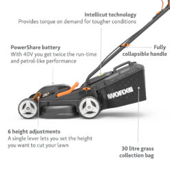 WORX 40V WG779E.1 Cordless Lawn Mower - 34cm -Garantia Sales Store 13326413 2294944673153362