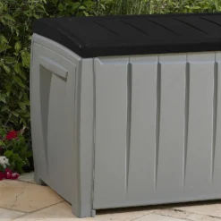 Keter Ace Outdoor Garden Storage Box 124 X 55 X 62.5 Cm - Grey And Black -Garantia Sales Store 13432924 3844947994747044