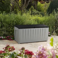 Keter Ace Outdoor Garden Storage Box 124 X 55 X 62.5 Cm - Grey And Black -Garantia Sales Store 13432924 5964947994547391
