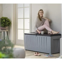 Keter Ace Outdoor Garden Storage Box 124 X 55 X 62.5 Cm - Grey And Black -Garantia Sales Store 13432924 6224947994590372