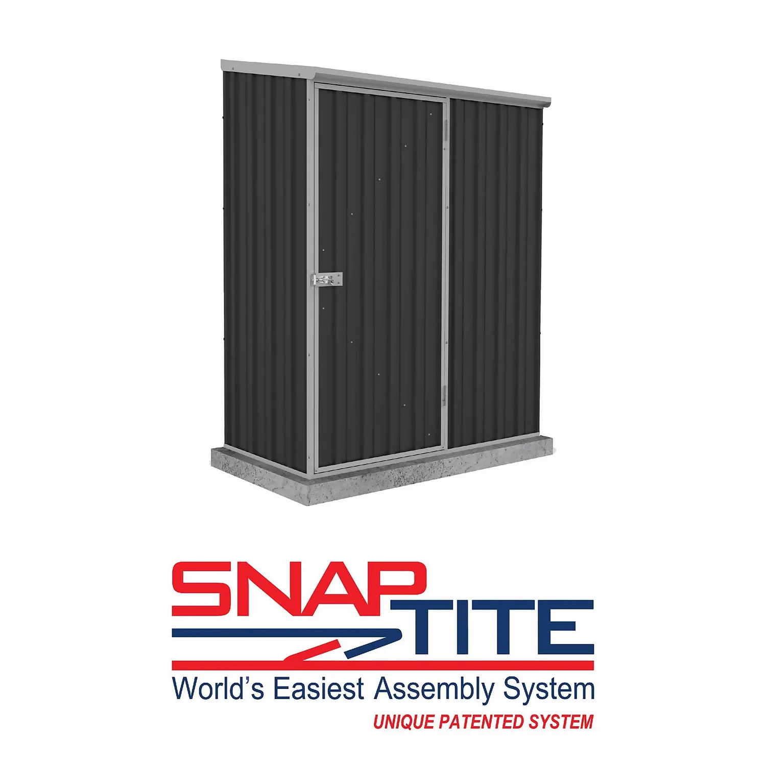 Absco 5 X 3ft Space Saver Metal Pent Shed - Dark Grey 2 Absco 5 X 3ft Space Saver Metal Pent Shed - Dark Grey - Image 2