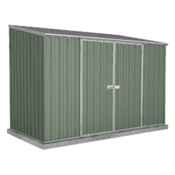 Absco 10 X 5ft Space Saver Metal Pent Shed - Green