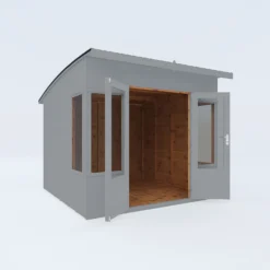 Country Living Premium Langham 8ft X 8ft Curved Roof Summerhouse Painted + Installation - Thorpe Towers Grey