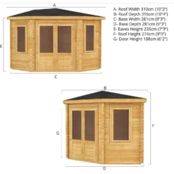 Mercia 3m X 3m Corner Log Cabin 28mm -Garantia Sales Store 13555836 1805025546556599