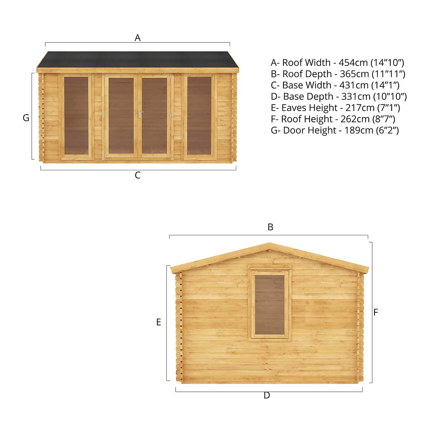 Mercia 4.5m X 3.5m Home Office Log Cabin 44mm 9 Mercia 4.5m X 3.5m Home Office Log Cabin 44mm - Image 9