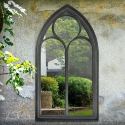 MirrorOutlet Black Somerley Chapel Arch Metal Garden Mirror - 112x61cm -Garantia Sales Store 13950556 1304987139573814