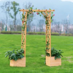 Homebase Wooden Garden Arched Trellis With Planters -Garantia Sales Store 13967032 8695014369188411