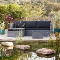 Alexandria Rattan Effect Garden Corner Sofa Set - Ash Grey -Garantia Sales Store 13971225 1355022704388195