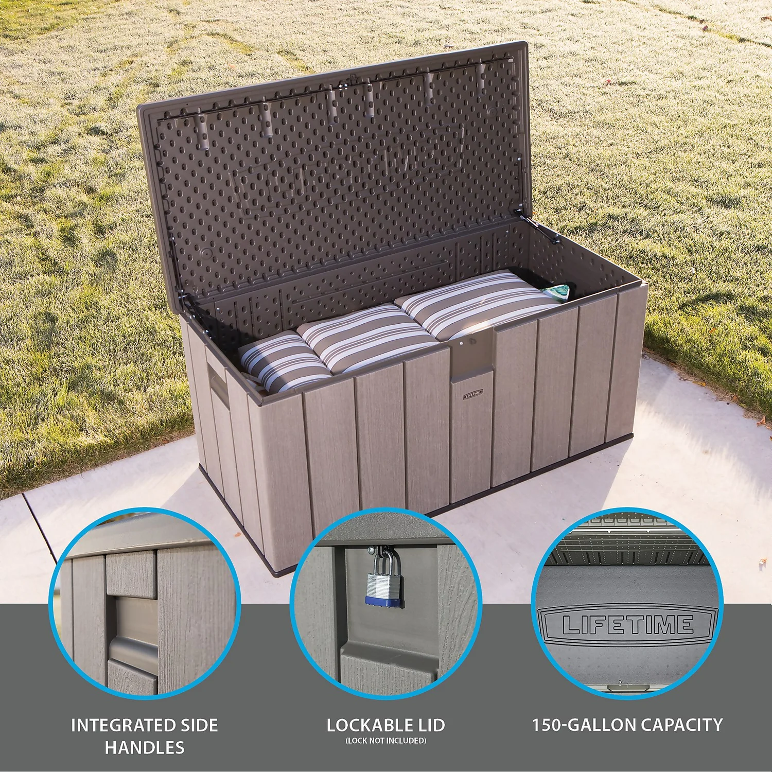 LIFETIME 568L Outdoor Storage Deck Box - Rough-Cut Brown 3 LIFETIME 568L Outdoor Storage Deck Box - Rough-Cut Brown - Image 3