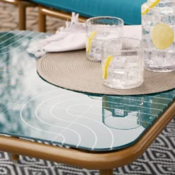 Omari Metal Garden Corner Sofa Set - Teal & Gold -Garantia Sales Store 14005699 4965022704578830