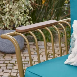 Omari Metal Garden Corner Sofa Set - Teal & Gold -Garantia Sales Store 14005699 6155022704468337