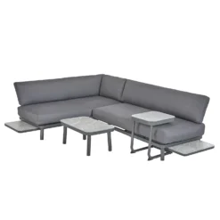 Heba Grey Metal Garden Corner Sofa Set -Garantia Sales Store 14005702 1465022704651529