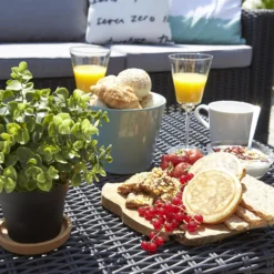 Keter California 2 Seater Outdoor Balcony Garden Furniture Set - Graphite With Grey Cushions -Garantia Sales Store 14539588 1335041802411742