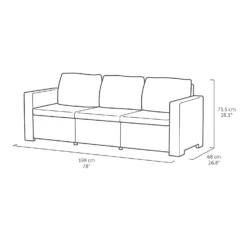 Keter California 3 Seater Outdoor Garden Furniture Chaise Longue - Graphite With Grey Cushions -Garantia Sales Store 14539593 8735041802298177