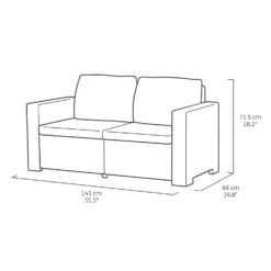 Keter California 5 Seater Double Sofa Outdoor Garden Furniture Lounge Set - Graphite With Grey Cushions -Garantia Sales Store 14539597 1545041801824393